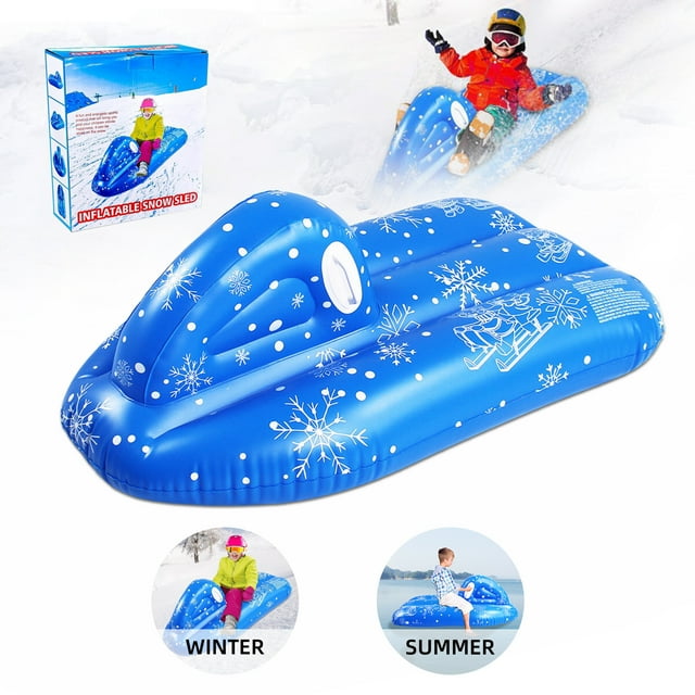 WZCPCV Kids Winter Snowmobile Inflatable Sled, Durable Plastic, 47''×27