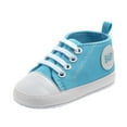 thumbnail image 1 of WZEIIOT Baby Boys Athletic High Canvas Shoes Casual Letter Print Soft Sole Walking Sneakers, 1 of 6