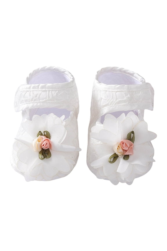 Baby Girls First Walking Shoes Flower Bow Decoration Lightweight Walking Sneakers