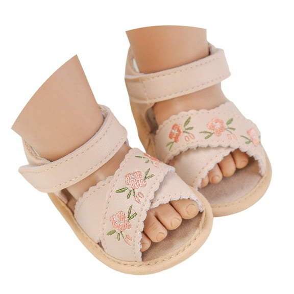WZEIIOT Baby Girls Sandals Summer Casual Prewalker With Floral Embroidery Infants Boys And Girls Soft Sole Casual Comfy Lightweight Summer Beach Walking Sandals