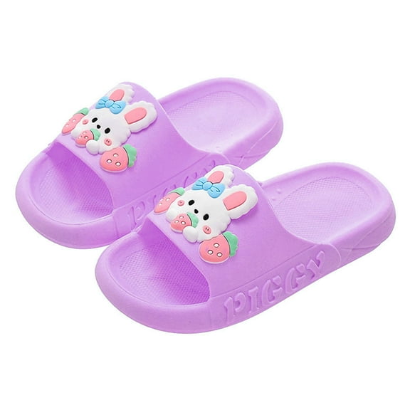 WZEIIOT Baby Girls Slide Sandals Cute Rabbit Non- Bathroom Shower Summer Slippers Soft Comfortable Indoor Outside Lightweight Breathable Princess Shoes Us Size:8.5