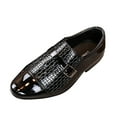 thumbnail image 1 of WZEIIOT Boys Leather Dress Shoes Solid Color Pointed Toe Performance Shoes with Hook and Loops, 1 of 2
