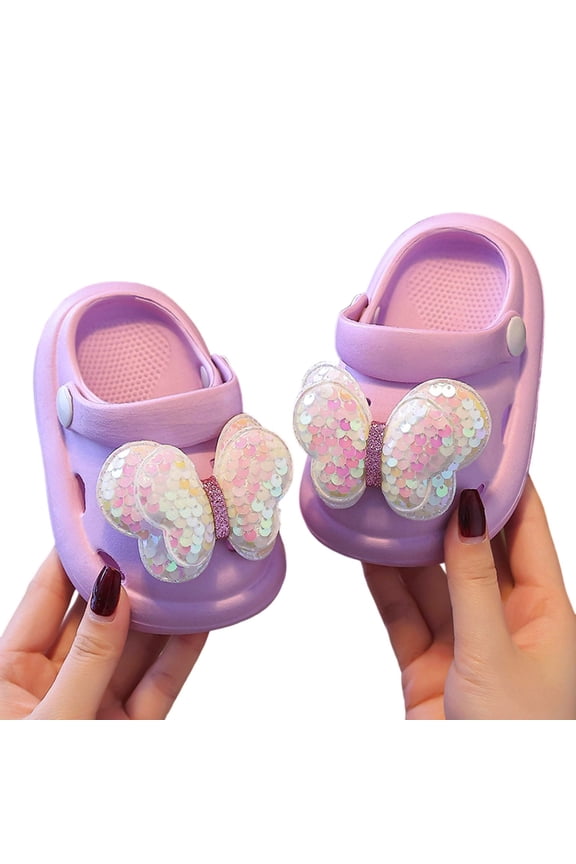 Boys Summer Eva Clogs Butterfly Sequins Soft Sole Casual Solid Non Sandals