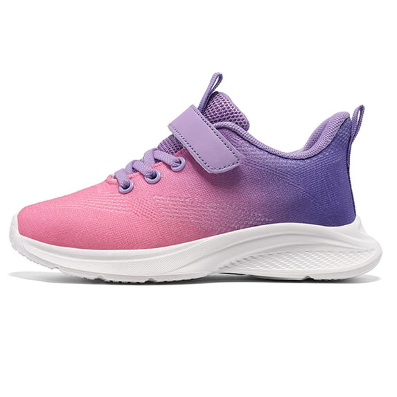 WZEIIOT Girls Athletic Sports Sneakers Gradient Adjustable Straps Running Walking Shoes