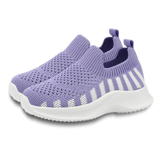 WZEIIOT Girls Breathable Mesh Sneakers Lightweight Casual Slip-On Soft Sole Sports Shoes