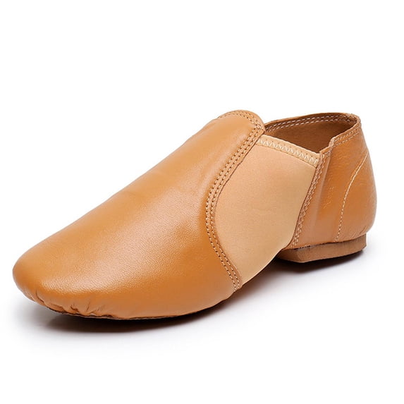 WZEIIOT Girls Leather Jazz Dance Shoes Party Solid Color Stretch Soft Sole Non- Shoes