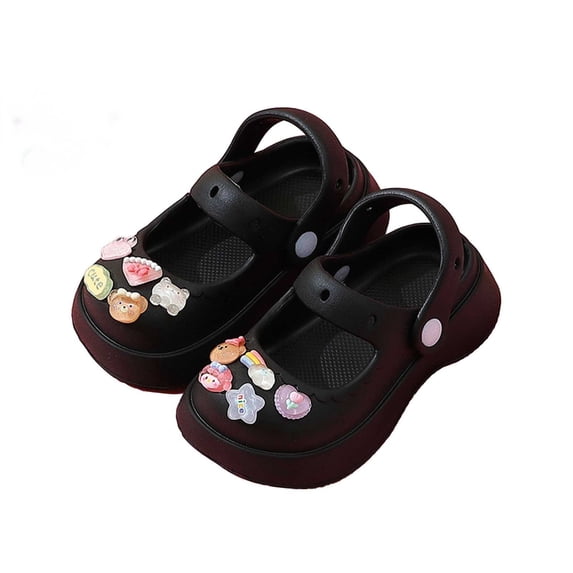 WZEIIOT Girls Mary Jane Garden Eva Clogs Summer Closed Toe Beach Sandals with Cute Charms
