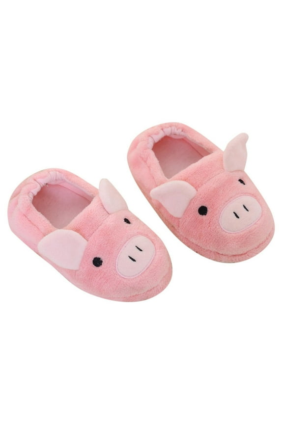 Girls Slippers For Kids Winter Cute Cartoon Pig Design Indoor Cozy Footwear Winter Warm Daily Wear Parties Non- Plush Shoes Us Size:11.5