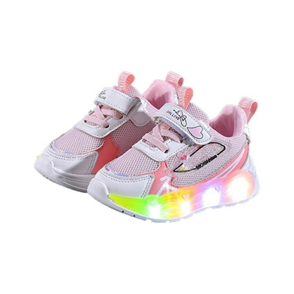 WZEIIOT Girls Sneakers For Toddlers Light Up Walking Shoes Non Slip Comfortable Breathable Casual Outdoor Play Shoes For Age 1 6