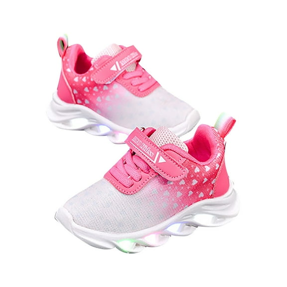 WZEIIOT Girls Sneakers For Toddlers Light Up Walking Shoes Non Slip Comfortable Breathable Casual Outdoor Play Shoes For Age 1 6
