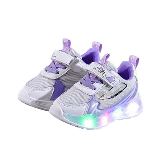 WZEIIOT Girls Sneakers For Toddlers Light Up Walking Shoes Non Slip Comfortable Breathable Casual Outdoor Play Shoes For Age 1 6