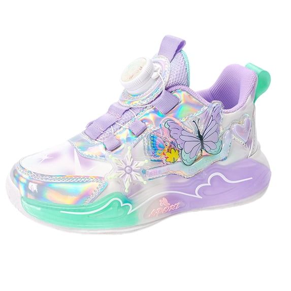 WZEIIOT Girls Sports Sneakers Soft Sole Waterproof Lightweight Shoes with Rotary Buckle