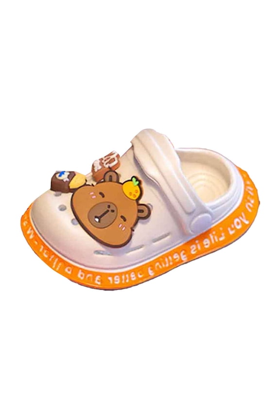 Girls Summer Beach Garden Clogs Casual Breathable Soft Sole Cartoon Bear Print Slippers