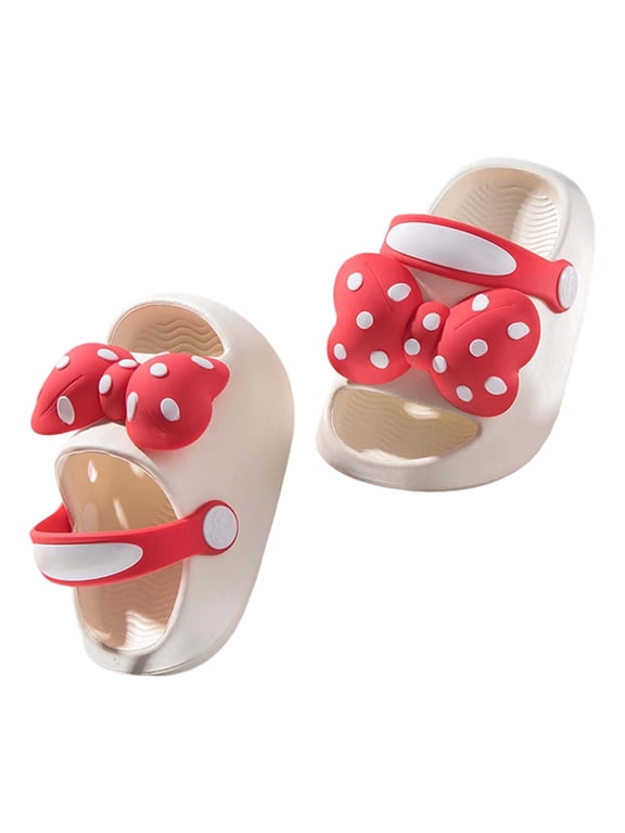 Girls Summer Clogs Polka Dots Bow Soft Slip-On Shoes Outdoor Play Open Toe Sandals