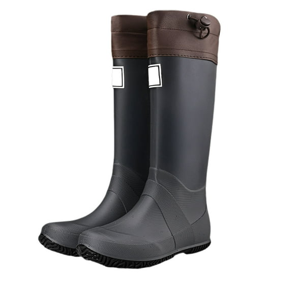 WZEIIOT Outdoor Rain Boots For Men Women Hiking Camping Adventure Durable Comfortable All Season Mid High Calf Rubber Boots Us Size:7.5
