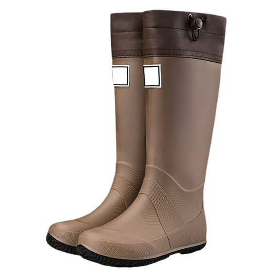 WZEIIOT Outdoor Rain Boots For Men Women Hiking Camping Adventure Durable Comfortable All Season Mid High Calf Rubber Boots Us Size:8