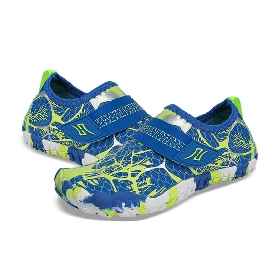 WZEIIOT Toddler Boys Water Shoes Lightweight Breathable Mesh Slip-On Sneakers With Hook Loop Closure Slip Sole Kids Unisex Daily Outdoor Sock Shoes