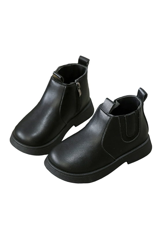 Toddler Girls Boots Solid Color Leather Round Toe Lace Up Ankle Boots Kids Boys Girls Non- British Style Retro Casual Comfort Winter Boots