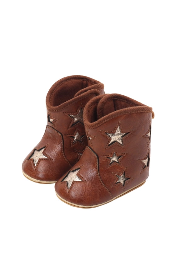 Toddler Girls Boots Spring Autum Leather Western Boots Cowboy Bootie Baby Girls Boys Soft Sole Nonslip Fasion Crib Shoes Ankle Boots