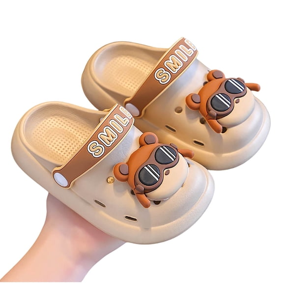 WZEIIOT Toddler Girls Garden Clogs Shoes Cartoon Capybara Graphic Slip-On Sandals Kids Unmisex Summer Soft Sole Close Toe Sport Sandals