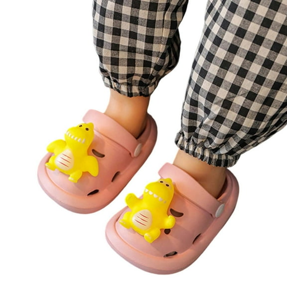 WZEIIOT Toddler Girls Garden Clogs Shoes Cartoon Thick Soled Non Cute Slippers With Soft Soles Breathable Lightweight Closed Toe Sandal Beach Hole Shaped Shoes Us Size:13M