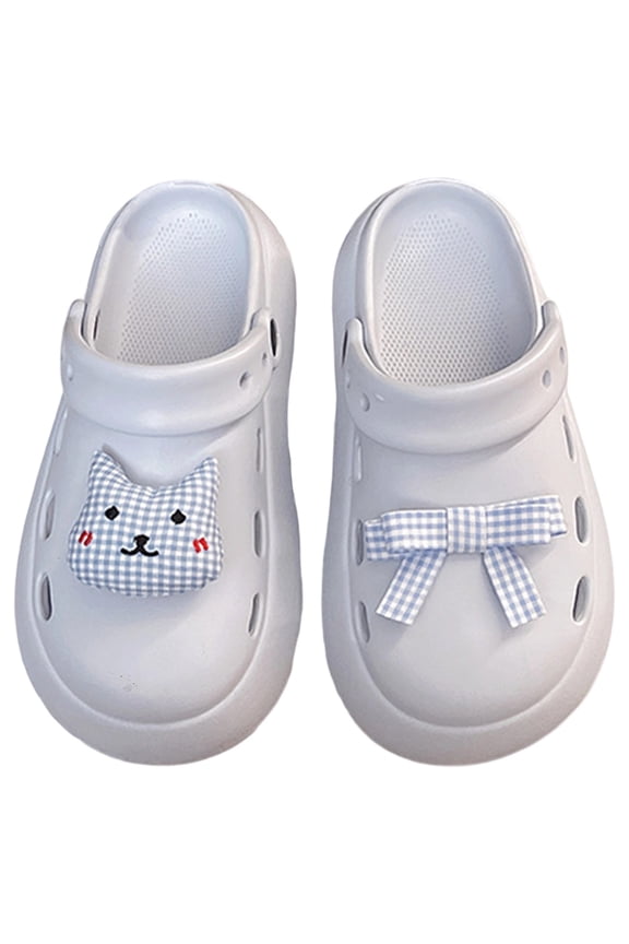 Toddler Girls Garden Clogs Shoes Kawaii Cartoon Cat Design Closed Toe Shoes Beach Pools Slippes Kids Non Breathable Soft Comfortable Casual -On Hole Shaped Shoes Us Size:2