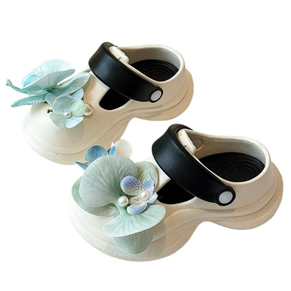 WZEIIOT Toddler Girls Sandal 3D Wind Butterfly Orchid Flowers Closed Toe Sandals Kids Girls Boys Comfortable Everyday Summer Spring Garden Clogs Shoes With Removable Shoe Buckle