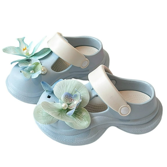 WZEIIOT Toddler Girls Sandal 3D Wind Butterfly Orchid Flowers Closed Toe Sandals Kids Girls Boys Comfortable Everyday Summer Spring Garden Clogs Shoes With Removable Shoe Buckle