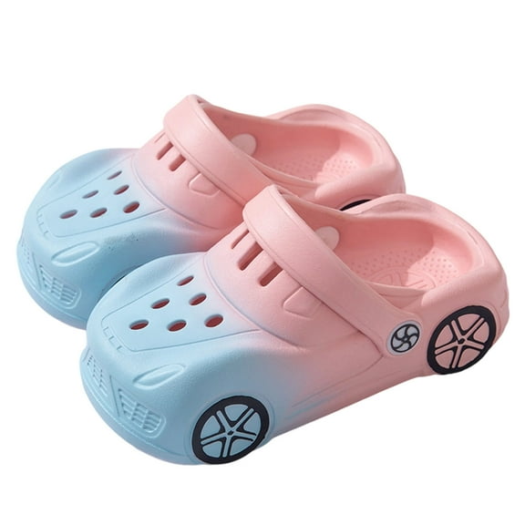 WZEIIOT Toddler Girls Sandal Lightweight Cartoon Car Design Slip On Clogs Shoes Summer Breathable Outdoor Play Casual Beach Garden Clogs Shoes