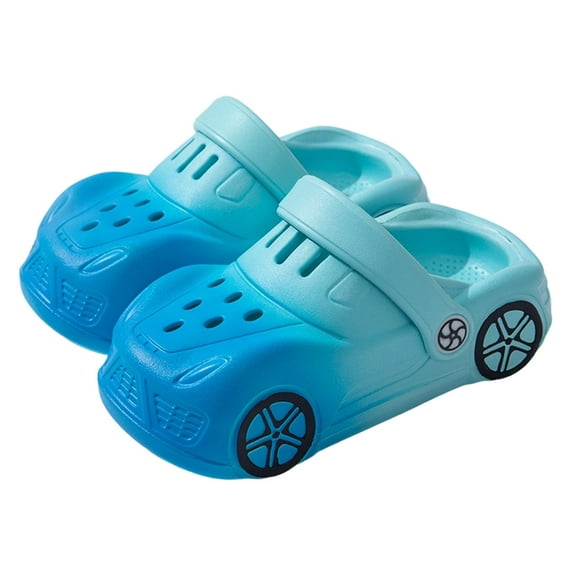 WZEIIOT Toddler Girls Sandal Lightweight Cartoon Car Design Slip On Clogs Shoes Summer Breathable Outdoor Play Casual Beach Garden Clogs Shoes