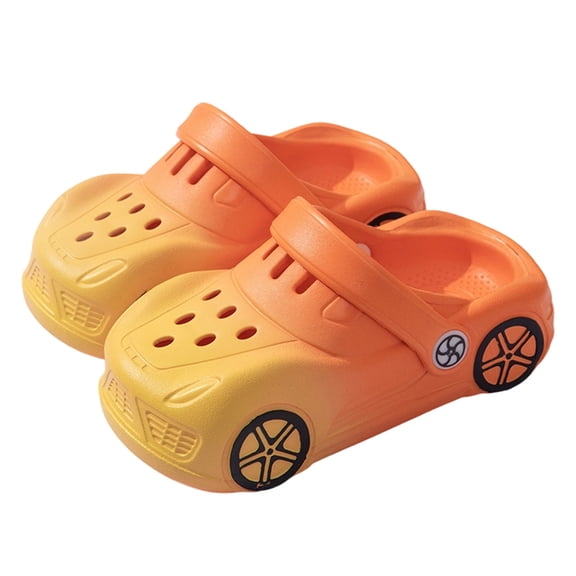WZEIIOT Toddler Girls Sandal Lightweight Cartoon Car Design Slip On Clogs Shoes Summer Breathable Outdoor Play Casual Beach Garden Clogs Shoes