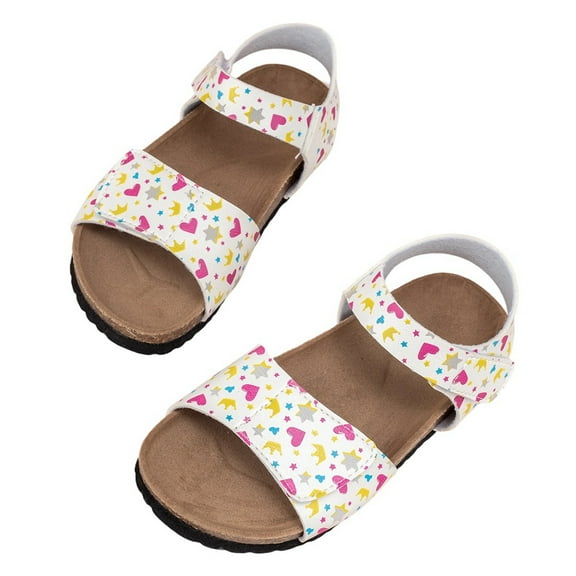 WZEIIOT Toddler Girls Sandals Fresh Heart Shaped Pattern Flat Sandals Summer Durable Trendy Open-Toe Shoes