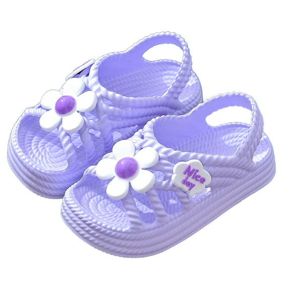 WZEIIOT Toddler Girls Sandals Summer Beach Outdoor Play Soft Sole Eva Close Toe Sandals With 3D Flower Non Comfortable Breathable Lightweight Princess Shoes