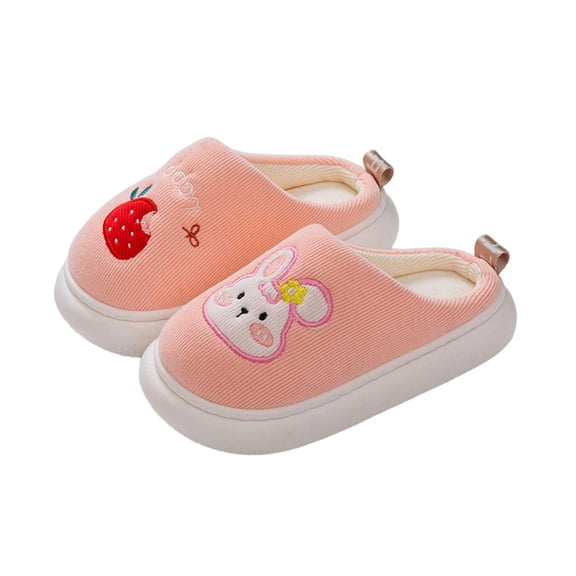 WZEIIOT Toddler Girls Slippers Cartoon Bunny Design Cute Winter Indoor Home Fuzzy Shoes Kids Anti- Warm Comfortable Plush Slippers Us Size:3