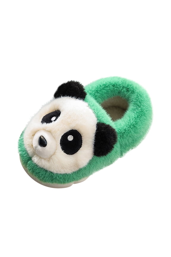 Toddler Girls Slippers Cartoon Panda Design Indoor Cotton Slippers Kids Girls Boys Winter Comfy House Footwear Warm Plush Shoes With Heel Cover Us Size:12