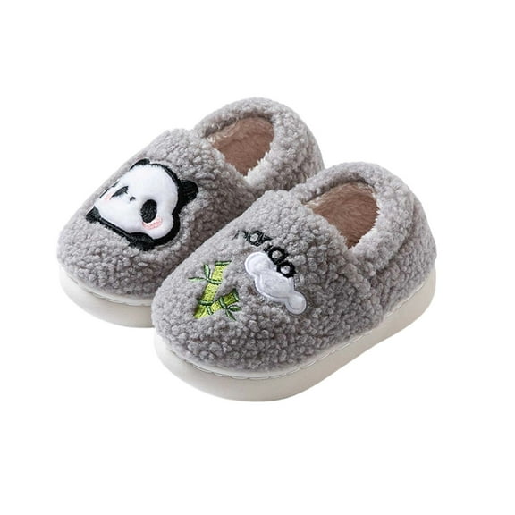 WZEIIOT Toddler Girls Slippers Winter Warm Velvet Indoor Plush Shoes Kids Cartoon Bunny Design Non- Fuzzy Bedroom House Shoes With Heel Cover Us Size:7