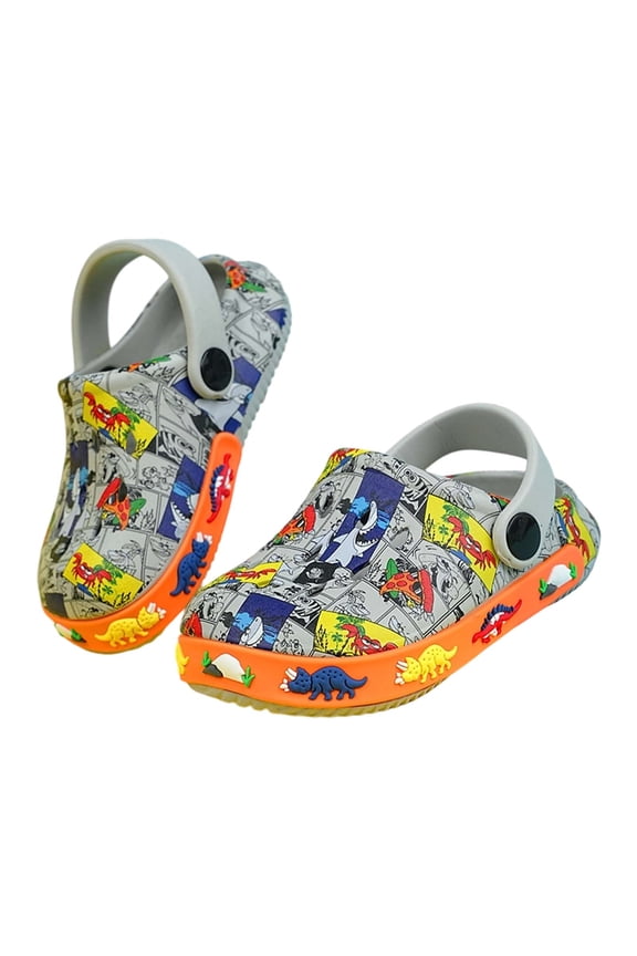 Toddler Kids Boys Sandal Summer Lightweight Casual Dinosaur Full Printed Shoes Unisex Comfortable Soft Outdoor Play Beach Garden Clogs Shoe Us Size:8