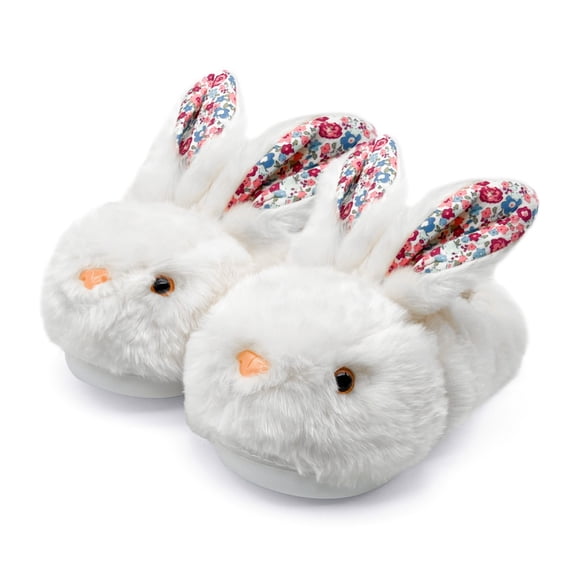 WZEIIOT Toddler Kids Boys Slippers Winter Cute Rabbit Fuzzy Shoes Unisex Cozy Indoor Outdoor Soft Warm Plush Slippers Comfortable Footwears Us Size:12