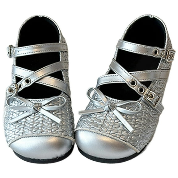 WZEIIOT Toddler Kids Girls Dress Shoes Solid Color Fasion Mary Jane Shoe With Cute Bowknot Sweet Casual Comfy Lightweight Breathable Princess Shoes Leather Footwears Us Size:8