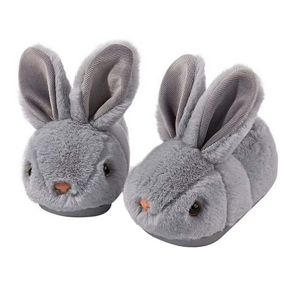 WZEIIOT Toddler Kids Girls Slippers Solid Color Cute Rabbit Design Warm Shoes Winter Soft Comfory Indoor Fuzzy Bedroom House Footwears Us Size:6