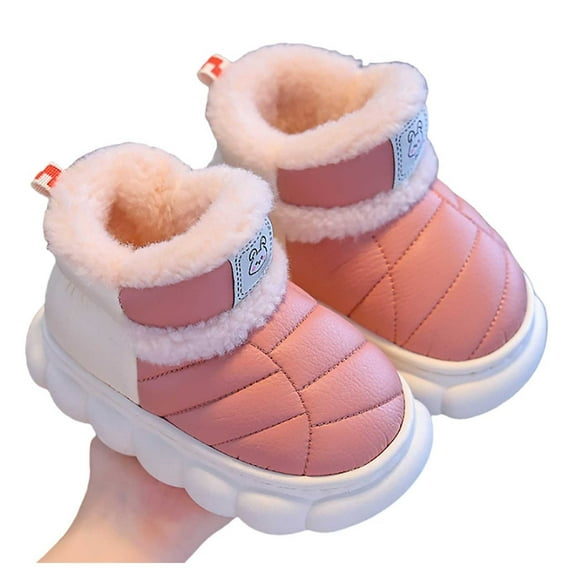 WZEIIOT Toddler Kids Girls Slippers Solid Color Winter Warm High Top Shoes Cozy Indoor Outdoor Dual-Use Soft Heel Behind The Bag Comfortable Waterproof Footwears Us Size:9