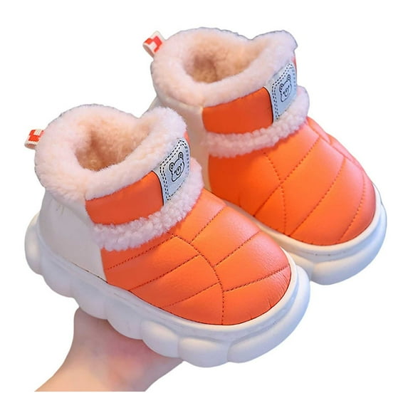 WZEIIOT Toddler Kids Girls Slippers Solid Color Winter Warm High Top Shoes Cozy Indoor Outdoor Dual-Use Soft Heel Behind The Bag Comfortable Waterproof Footwears Us Size:13