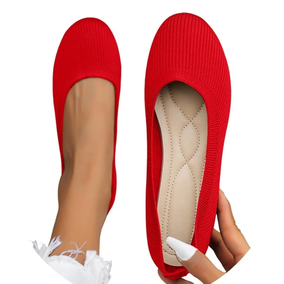 WZEIIOT Womens Knit Ballet Flats Round Toe Slip On Comfortable Walking Shoes Casual Summer Daily