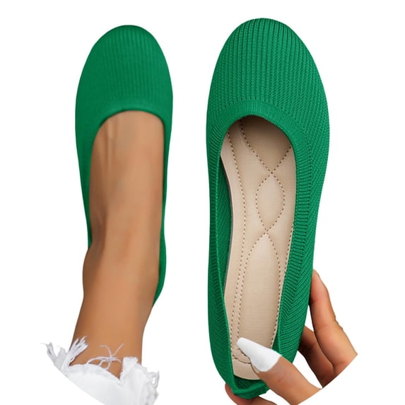 WZEIIOT Womens Knit Ballet Flats Round Toe Slip On Comfortable Walking Shoes Casual Summer Daily