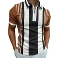 thumbnail image 1 of WZHKSN Men Polo Shirt Summer Casual Stripeprint Turn Down Collar Short Sleeve Tops T Shirts, 1 of 4
