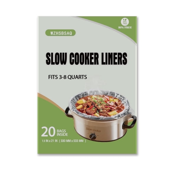 WZHSBSAQ Slow Cooker Liners, 20 Count 13"x21" BPA Free Disposable Cooking Bags for 3QT-8QT Crockpot Slow Cookers