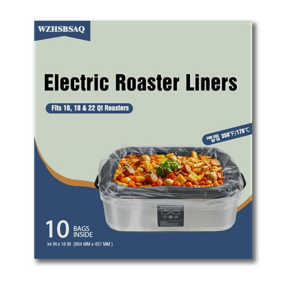 WZHSBSAQ Electric Baking Machine Liner, 10 pieces, suitable for 16, 18, and 22 quart baking machines, baking tray oven liner plastic cooking bag, 18 x 34 inches