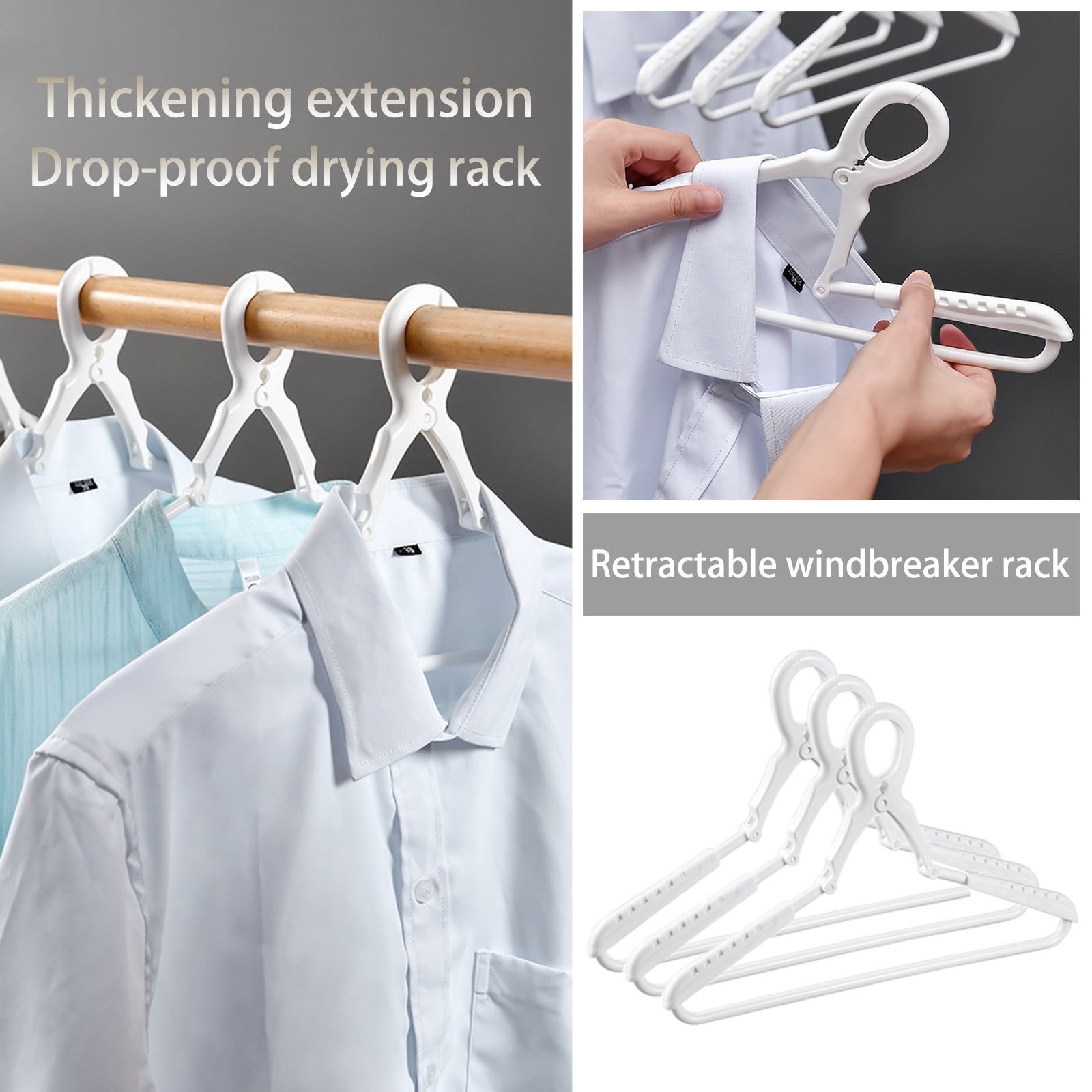 WZHXIN Hooks for Hanging,3 install A Wide Shoulder Thickened Telescopic