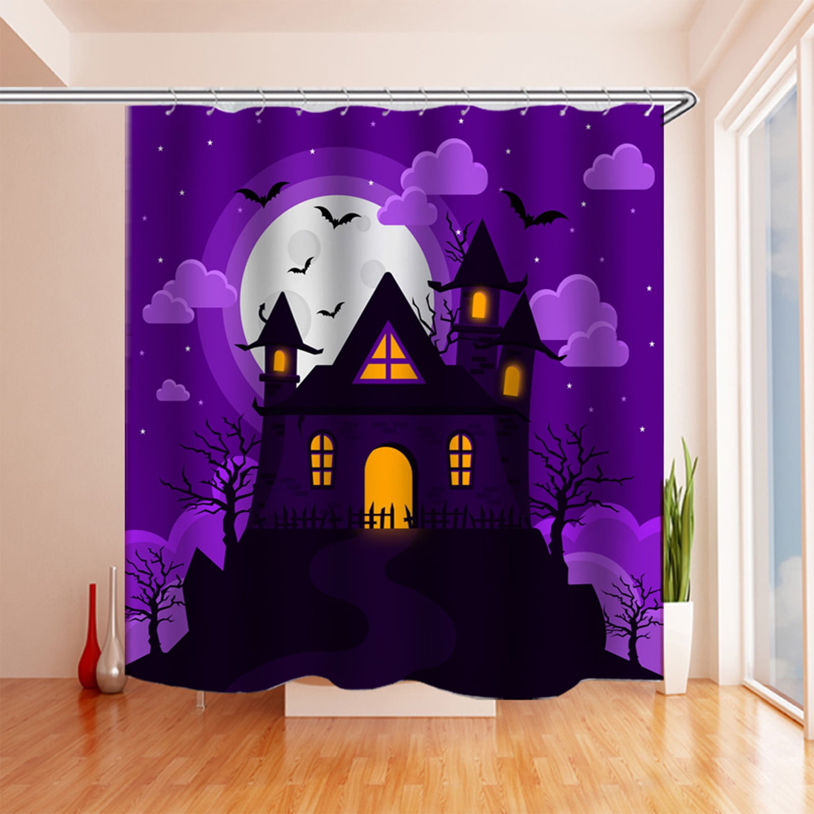 WZHXIN Storage Bins,Halloween Shower Curtain Set WaterProof Fabric , Scary Castle Halloween