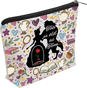 Prinzessinnen-Make-up-Tasche Aus Segeltuch – Märchen-Design, Mit Reißverschluss, 23 X 17 Cm